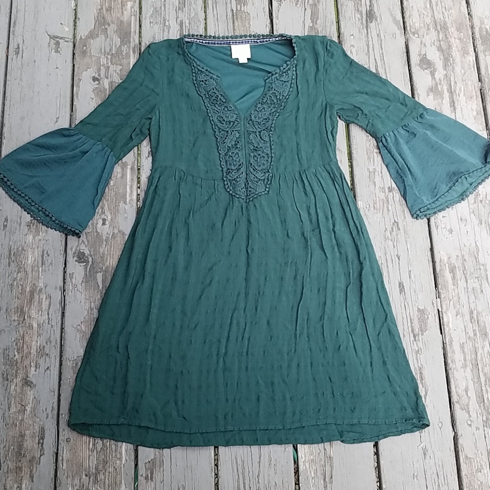 Knox Rose~boho forest green dress.